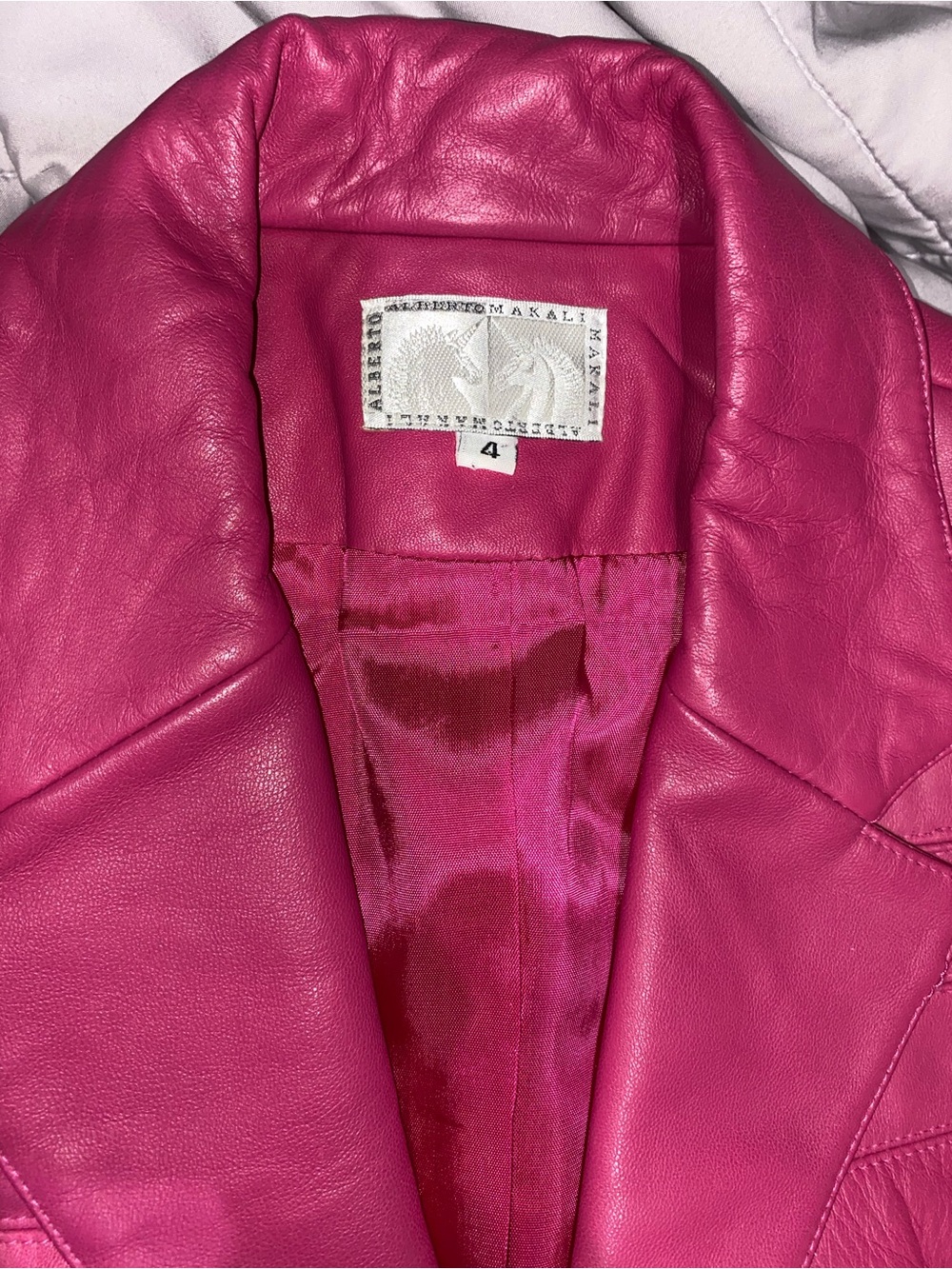 Alberto Makali Vintage Pink Leather Blazer & Mini Skirt Set — Size 4, Barbiecore - Picture 6 of 12